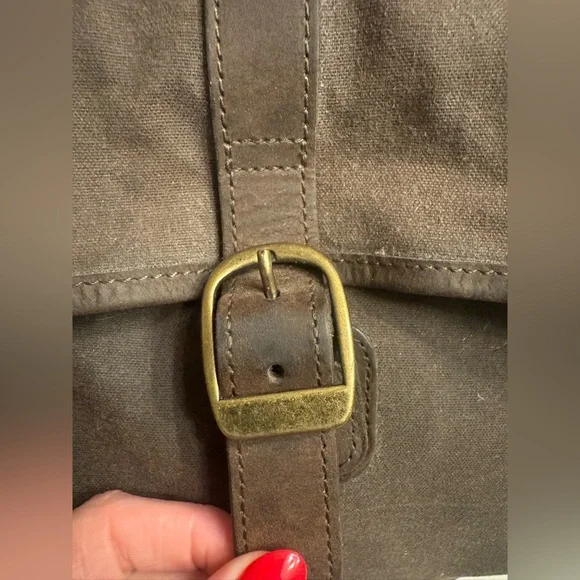 Barbour Waxed Leather Canvas Messenger/Mail Bag - Picture 4 of 14